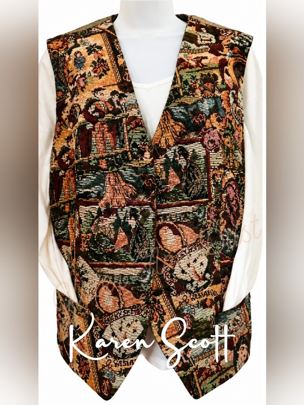 Karen Scott Tapestry Vintage Vest